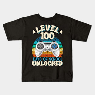 Level 100 Days Of School Unlocked 100th Day Video Gamer Kids T-Shirt